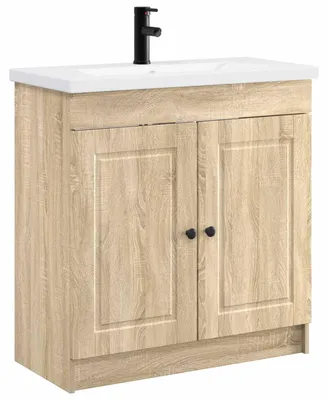 Image de Ensemble de meubles de salle de bain vidaXL en chêne Sonoma, 78,5 x 37,5 x 81 cm