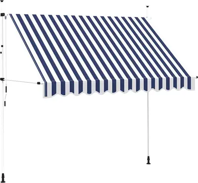 Produktbild von vidaXL Einziehbare Markise Handbetrieben 300 cm Blau/Weiß Gestreift