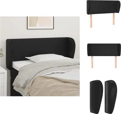 Produktbild von vidaXL Kopfteil mit Ohren Schwarz 103x23x78/88 cm Kunstleder -  Kopf- & Fußenden