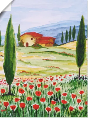 Produktbild von ARTland Poster Blühender Mohn in der Toskana Größe: 30x40 cm