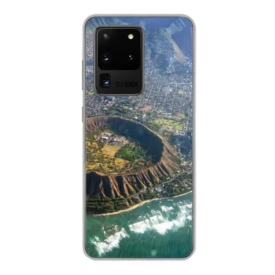 Produktbild von MuchoWow® Handyhülle Schutzhülle Hülle für Samsung Galaxy S20 Ultra Ein Luftbild von Honolulu und einem erloschenen Krater auf Hawaii Silikon Softcase Handy Hülle - Karteninhaber