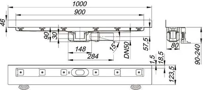 Produktbild von Dallmer Duschrinne CeraLine PLAN W 900 mm, DN 50