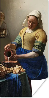 Produktbild von MuchoWow® Poster Das Milchmädchen - Gemälde von Johannes Vermeer 80x160 cm - Kinderzimmer