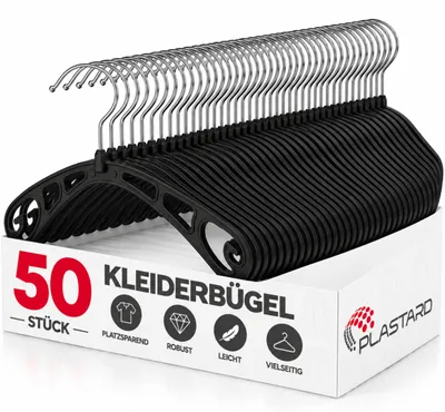Produktbild von Plastard S38 Erwachsenen-Kleiderbügel 50 Stück -drehbarer Haken, Blusen