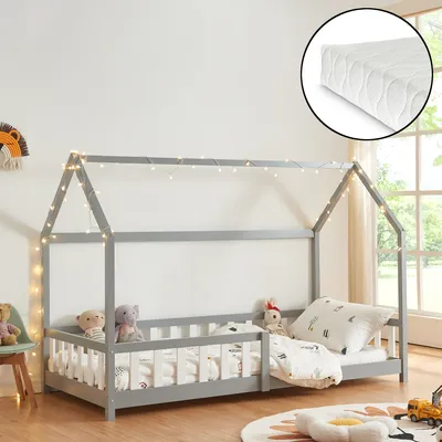 Immagine prodotto di Letto per bambini 'Hesel' con materasso anticaduta a doghe 90 x 200 cm Grigio