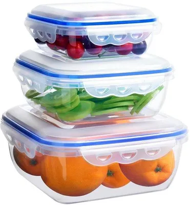 Immagine prodotto di Set di tre contenitori quadrati per alimenti Azomor con coperchi ermetici