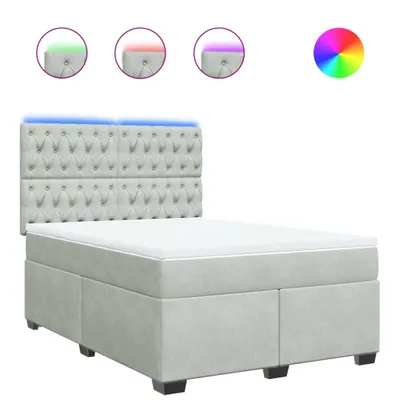 Produktbild von Boxspringbett mit Matratze Hellgrau 160x200 cm Samt