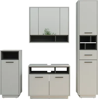 Produktbild von Badmöbel-Set Vicco Beatrice Grau 4 Teile, Model 40207
