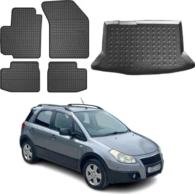 Image de Tapis & bac de coffre Set pour Fiat Sedici 2006-2014 Caoutchouc TPE Noir 5x