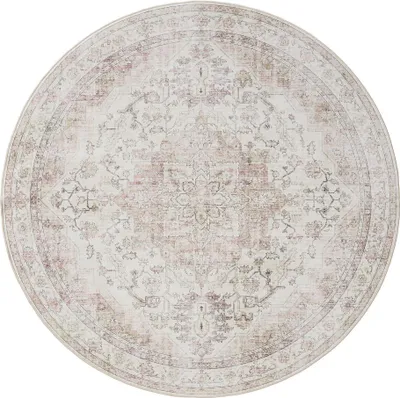 Produktbild von benuta Waschbarer Vintage Teppich George Rosa/Beige ø 160 cm rund Wohnzimmerteppich Schlafzimmer weich orientalisch