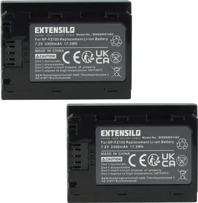 Produktbild von EXTENSILO 2x Akku Ersatz für Sony NP-FZ100 für Kamera (2400 mAh, 7,2 V, Li-Ion)