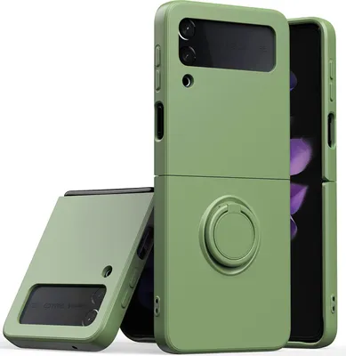 Produktbild von Samsung Z Flip 3 2021 Handyhülle, Ring Halter Ständer Kratzfeste Weiche Silikon schutzhülle für Samsung Galaxy Z Flip 3 5G Türkis