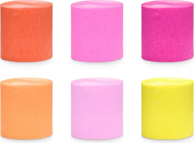 Krepppapier Rollen 5cm x 10m 6er Set Gelb / Orange / Rosa