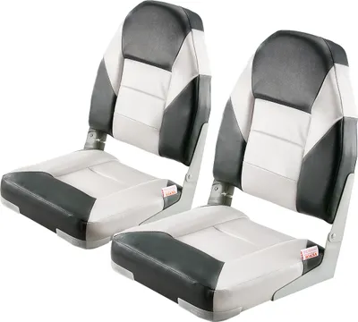 Image de VEVOR 2 pcs. Siège de bateau Siège de bateau à dossier haut pliable pour pêcheur avec coussin éponge épais & Cuir synthétique étanche, charnières en alliage d'aluminium, noir & gris