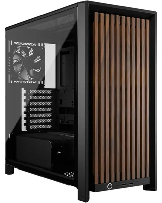 Zdjęcie produktu dla Corsair FRAME 4000D WOOD RS, Midi Tower, PC, Czarny, Drewno, Mini-ITX, micro ATX, ATX, EATX, Stal, Drewno, Plastik, Gaming