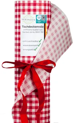 Produktbild von Sensalux NATURE Tischdeckenrolle - 1,18m x 25m Karo, Weiß-Rot