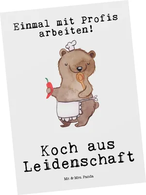 Produktbild von Mr. & Mrs. Panda Postkarte Koch Leidenschaft - Weiß - Geschenk, Chefkoch, Grußkarte, Fotokarte, Ansichtskarte, Witzig, Ansichtskarten, Restaurant, Postkarten
