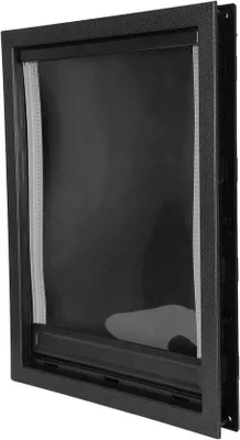 Image de Huisdierluik - Plastique - Aimant intégré - Grande et moyenne taille - Pour l'intérieur ou l'extérieur - Noir - Installation facile - Matériau durable - Porte d'accès pour chiens