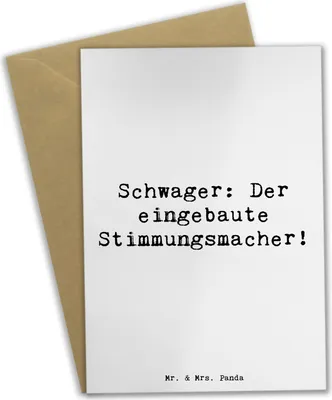 Produktbild von Mr. & Mrs. Panda Glückwunschkarte Spruch Schwager Stimmungsmacher - Weiß - Geschenk, Grußkarte, Familie, einzigartige Designs, osterkarten, Verwandtschaft, Geschenke