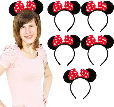 Produktbild von Oblique Unique 6x Haarreif Haarreifen Maus Mouse Ohren mit Schleife Fasching Karneval - rot
