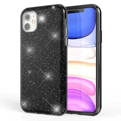 Image de Étui pour téléphone portable NALIA pailleté compatible avec l'iPhone 11, diamant pailleté Étui pour téléphone portable Bling Cover Noir