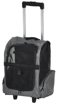 Produktbild von 2-in-1-Haustierrucksack fš¹r Hunde und Katzen mit Seitentaschen, Teleskopgriff und Rollen, 42 x 25 x 55 cm, grau