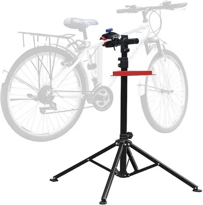 Produktbild von Fahrradmontageständer Fahrradreparaturständer bis 30Kg, mit Werkzeugablage Lenkerhalter, klappbarer & höhenverstellbarer, Aluminiumlegierung Schwerlast Fahrradständer Montageständer für Fahrräder