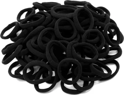 Image de 100 pièces d'élastiques à cheveux Noir élastique pour femmes filles