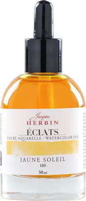 Produktbild von Jacques Herbin 4x Aquarelltine Éclats, Flakon 50ml - Sonnengelb 16105T