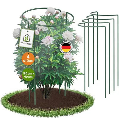 Produktbild von TTL GARDEN Strauchstützen 120x40cm 4er Set Pflanzenstütze Stahl grün