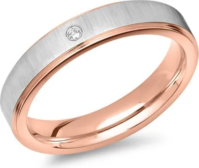 Produktbild von Unique Damenring aus Edelstahl teilvergoldet rosé Zirkonia R9215cz