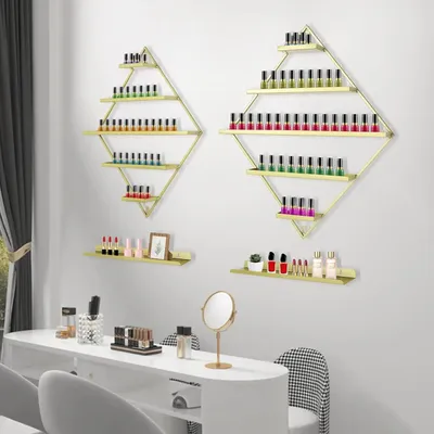 Produktbild von Nagellackregal Wand - Nagellackständer 5 Ebenen - Wandmontiertes Displayregal - Für ca. 90 Flaschen - Organizer für Nagelstudio und Geschäft