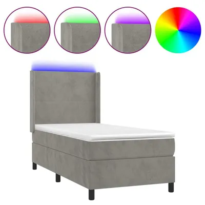 Produktbild von vidaXL Boxspringbett mit Matratze & LED Hellgrau 80x200 cm Samt