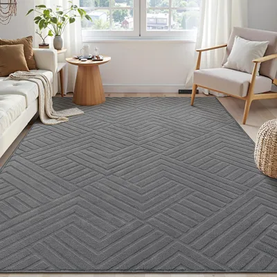 Imagen del producto de Alfombra geométrica lavable para sala de estar, 63 x 230 cm