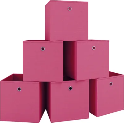 Produktbild von VCM 6er Set Faltbox | Klappbox Stoff Kiste | Faltschachtel | Maße ca. H. 28 x B. 27 x T. 27 cm | Regalbox - Boxas