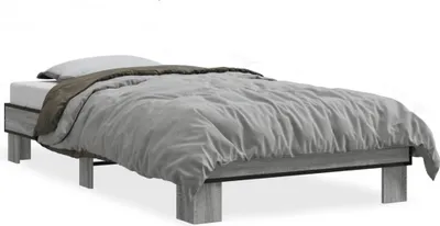 Produktbild von vidaXL Bettgestell Grau Sonoma 75x190 cm Holzwerkstoff und Metall