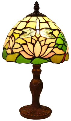 Zdjęcie produktu dla Lampa stołowa w stylu vintage, 20 cm, klosz z witrażem, idealna do salonu i sypialni