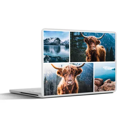 Produktbild von MuchoWow® Laptop Aufkleber Sticker Cover Schottischer Highlander - Collage - Berg 36.5x27.5 cm - Laptop-Sticker