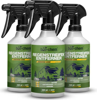 Produktbild von bio-chem Regenstreifen-Entferner für Wohnmobil, Caravan, Boot – 3X 500 ml - Tiefenwirksames Haftgel - entfernt mühelos hartnäckige Verschmutzungen - DE