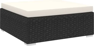 Image de vidaXL Tabouret modulaire 1 pc + coussins Poly rotin noir