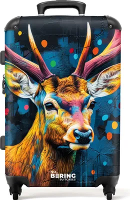 Produktbild von NoBoringSuitcases.com® Großer Koffer - Hirsch mit Geweih im Graffiti-Stil - Kombinationsschloss TSA - Hartschalen Trolley 4 Rollen - 72 liter - Reisekoffer - 66 cmKoffer Mittelgroß 67x43x25 cm, 72L,