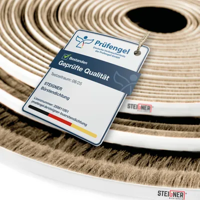 Produktbild von STEIGNER Bürstendichtung selbstklebend Braun 11 mm x 40 m - Robuste Türdichtung für Balkontüren, Fensterdichtung - Zugluftstopper, Insektenschutz, Lärmschutz, Kälteschutz