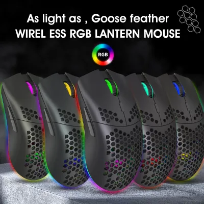 Zdjęcie produktu dla Mysz do gier HXSJ T66 RGB 2,4 GHz – bezprzewodowa mysz z podświetleniem RGB i funkcją ładowania, z regulowaną prędkością ruchu, ergonomiczna konstrukcja, do komputerów stacjonarnych i laptopów, kolor biały