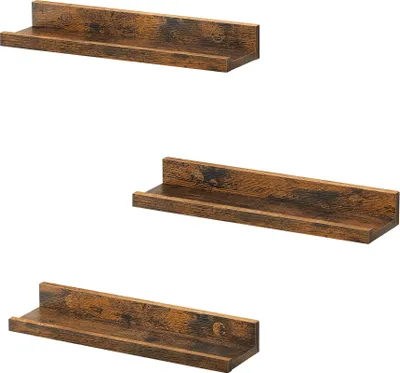 Produktbild von Sada 3 závesných políc Rustic Brown Bookcase
