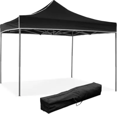 Produktbild von 3 x 3 schwarzer Faltpavillon mit wasserdichter PVC-Beschichtung