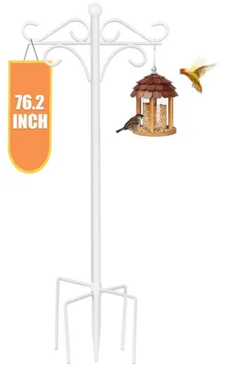 Zdjęcie produktu dla Podwójny haczyk ogrodowy, biały, 190 cm, regulowany, z podstawą w kształcie pięciu widełek