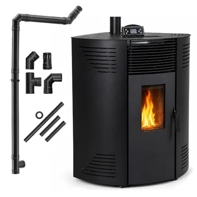 Imagen del producto de Estufa de pellets DYLAN 10,6 kW esquinera hasta 120 m² con WiFi, mando a distancia y depósito de 18 kg