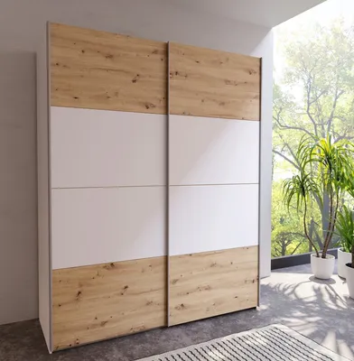 Produktbild von Schiebetürenschrank >SCHACH&MATT 2< in Weiss / Artisan Eiche - 170,3x210,5x61,2cm B/H/T