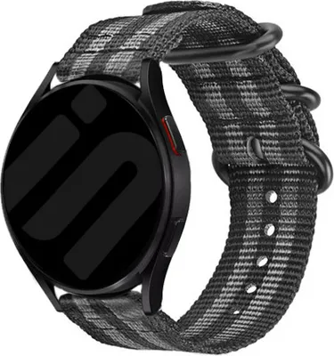Produktbild von Strap-it Samsung Galaxy Watch 6 Classic 43mm Nylon Schnallenarmband (Schwarz/Grau)