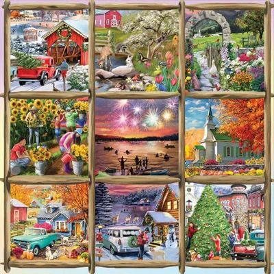 Image de Alipson Puzzle Neuf carrés de saisons - 1000 pièces